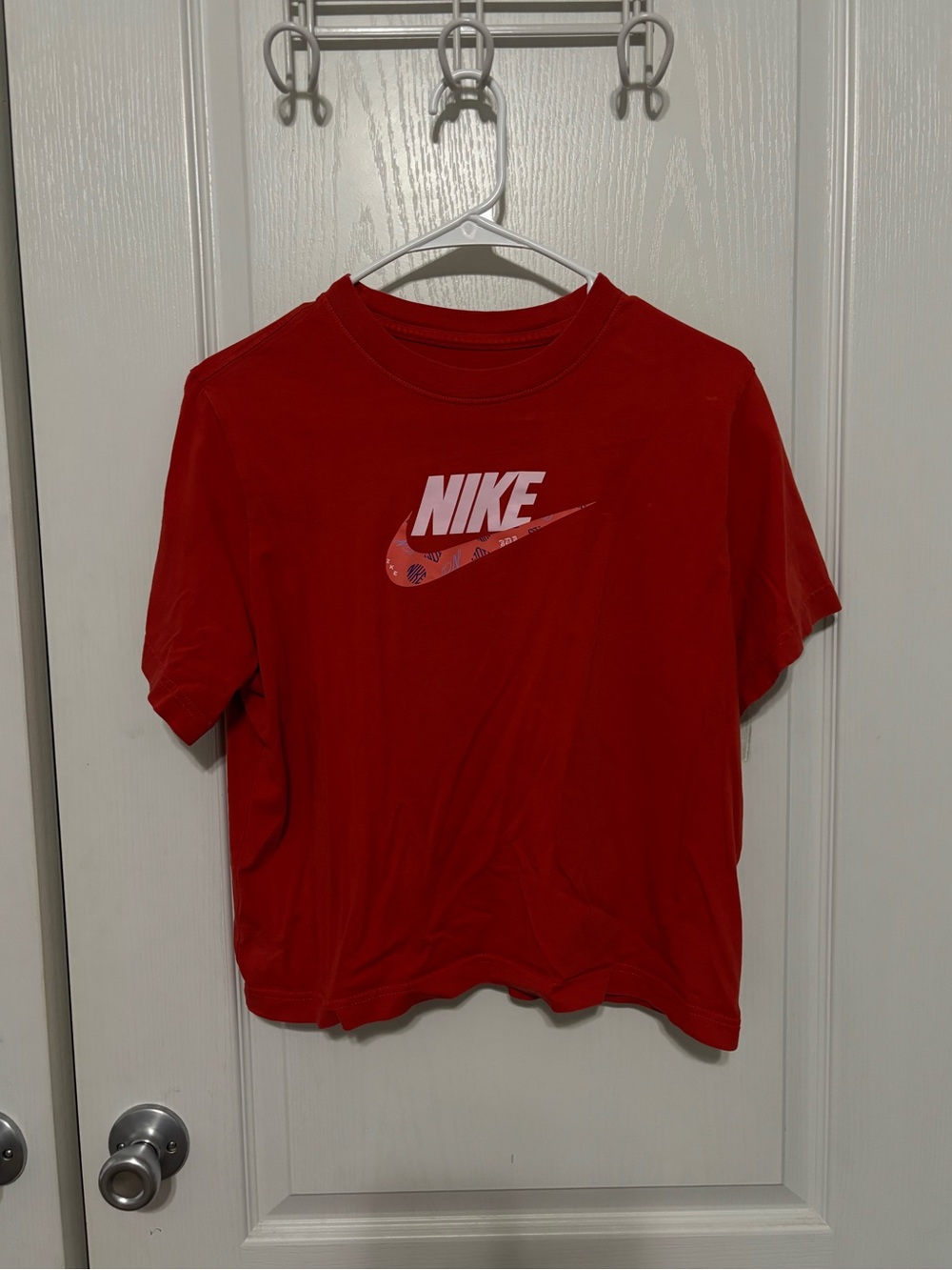 Nike Red Short-Sleeve Kids Tee with White Logo
